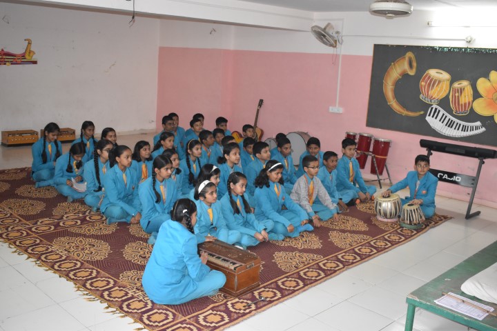 Students learning classical music instruments